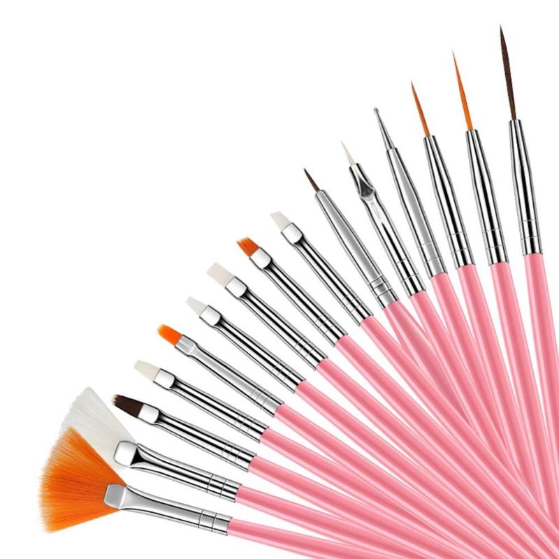 

Professional Nail Art Supplies with 15pcs Brush Set, 5pcs Dotting Pen, 2pcs 3D nail diamonds rhinestones Kit, 8pcs Chunky Glitte