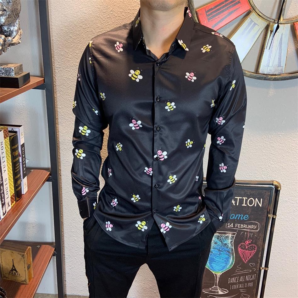 

2020 high-end new long-sleeved lapel men's shirt -3XLVG233, White;black