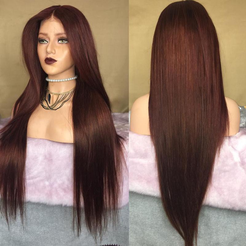 

Malaysia Chestnut Brown Silky Straight Silk Top Full Lace Wigs with Baby Hair 150Density 26Inch 13x6 Transparent Lace Front Wigs, 13x3 lace front wig