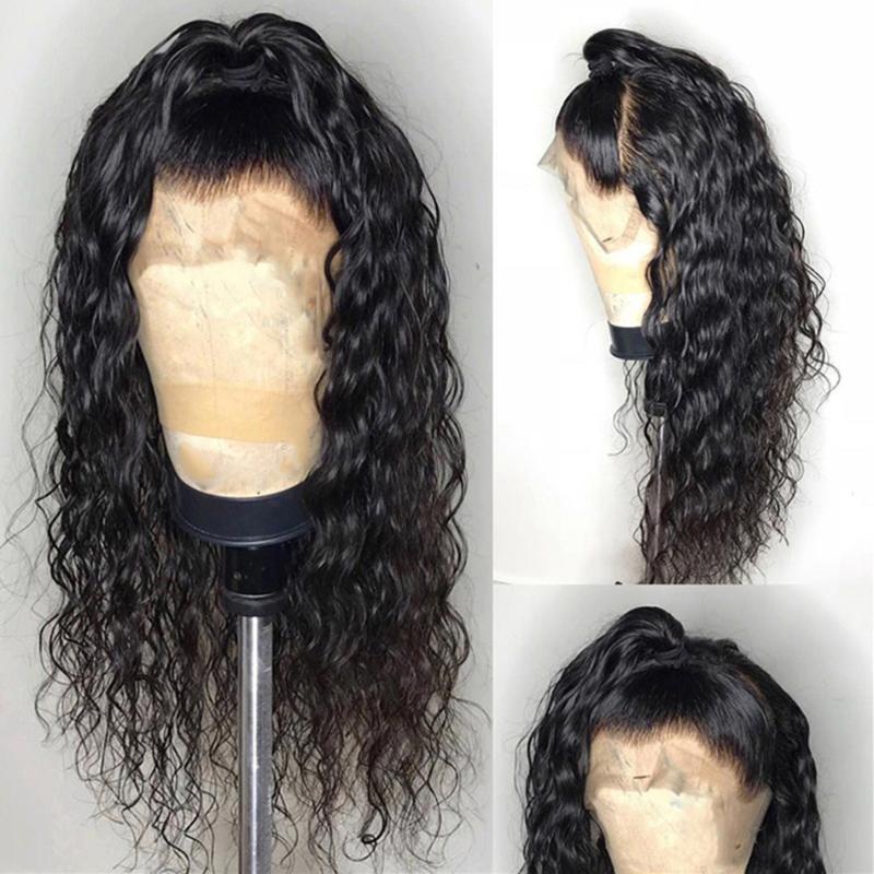 

Water Wave Lace Front Human Hair Wig 13x4 Lace Frontal 150% Pre Plucked Tuneful 100% Brazilian Remy Hair Short Wigs, Natural color