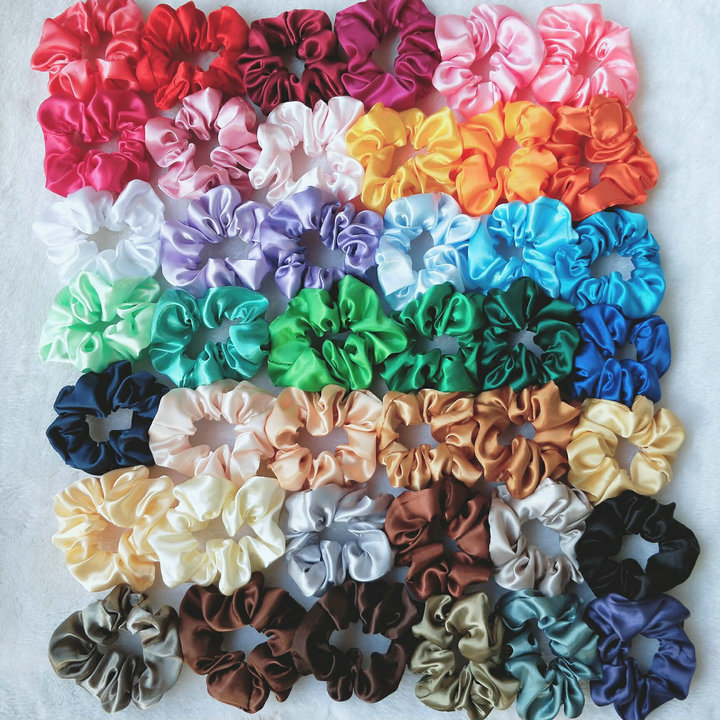 

Cheap Mix 42 Baby solid color satin hair scrunchies Hairbands hair band Children ring ponytail Rope headdress Kids Hair Accessories, Cheap and good