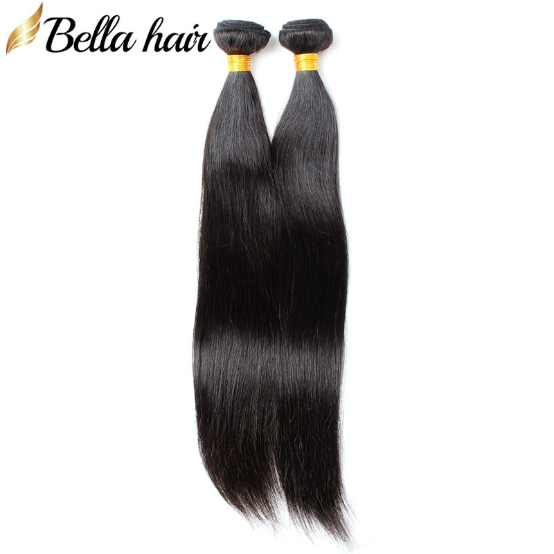 

Unprocessed Brazilian Human Hair Weave Bundles Straight Virgin Hair Weft Extension 12"-30" 2pcs DHL Drop Ship BellaHair, Natural color