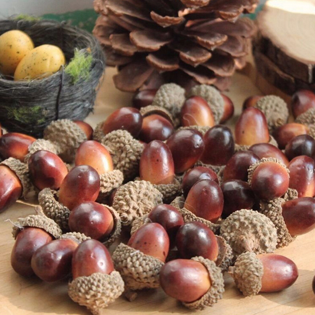 

10pcs/lot Party Chirstmas Decorative Fake Fruits Artificial Mini Acorn Oak Nut Ornaments Home Decoration