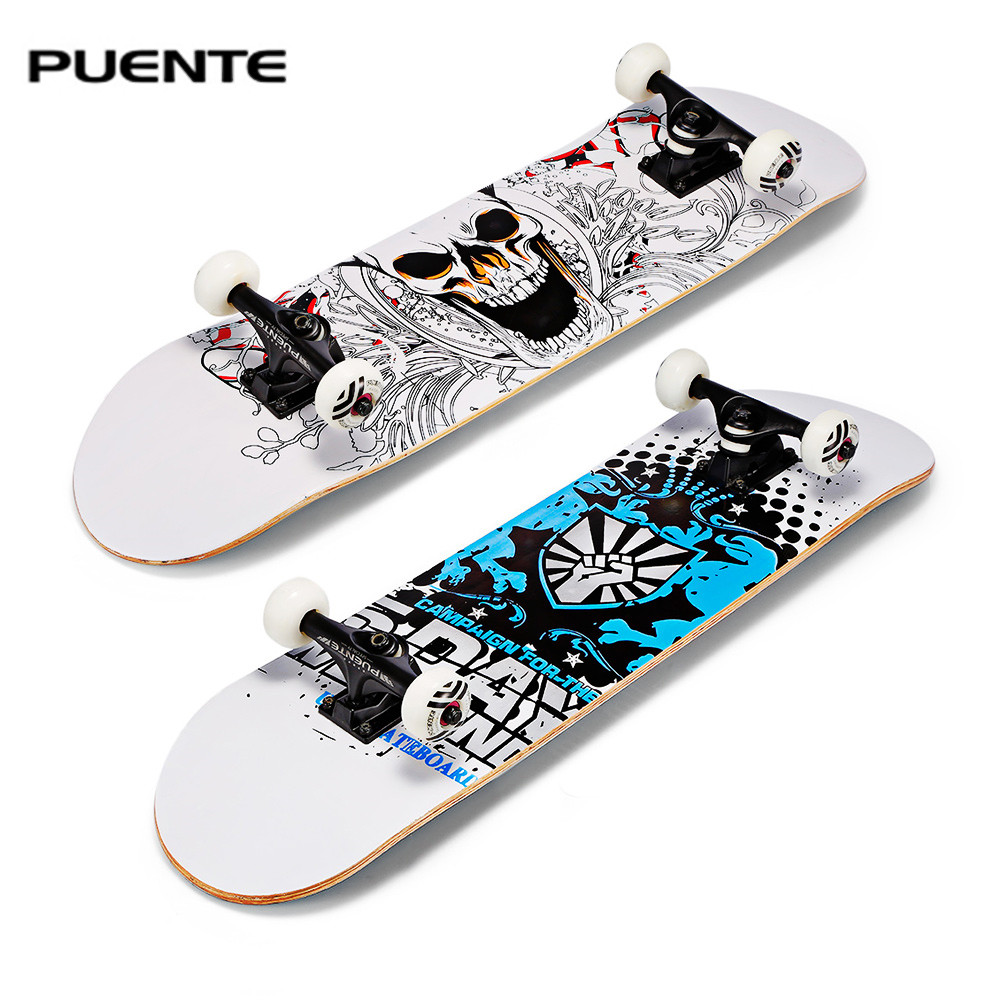 planche de skateboard en /érable haute /élasticit/é /à 8 couches enfants planche de skate naturelle peinte /à la main blanche Planche /à Roulettes Planche de skateboard 8 po for adultes double concave