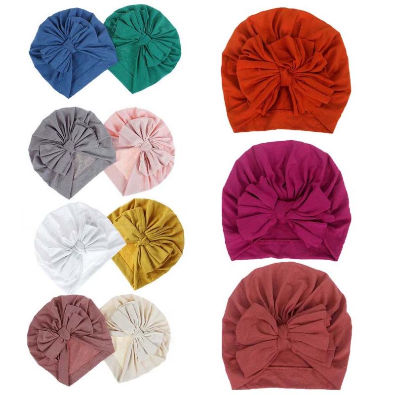 

Baby Cute Hair Bow Knot Headband Hat Kids Infant Stretchy Turban Head Wrap Beanie Hat Girls Headwear Baby Hair Accessories, Black