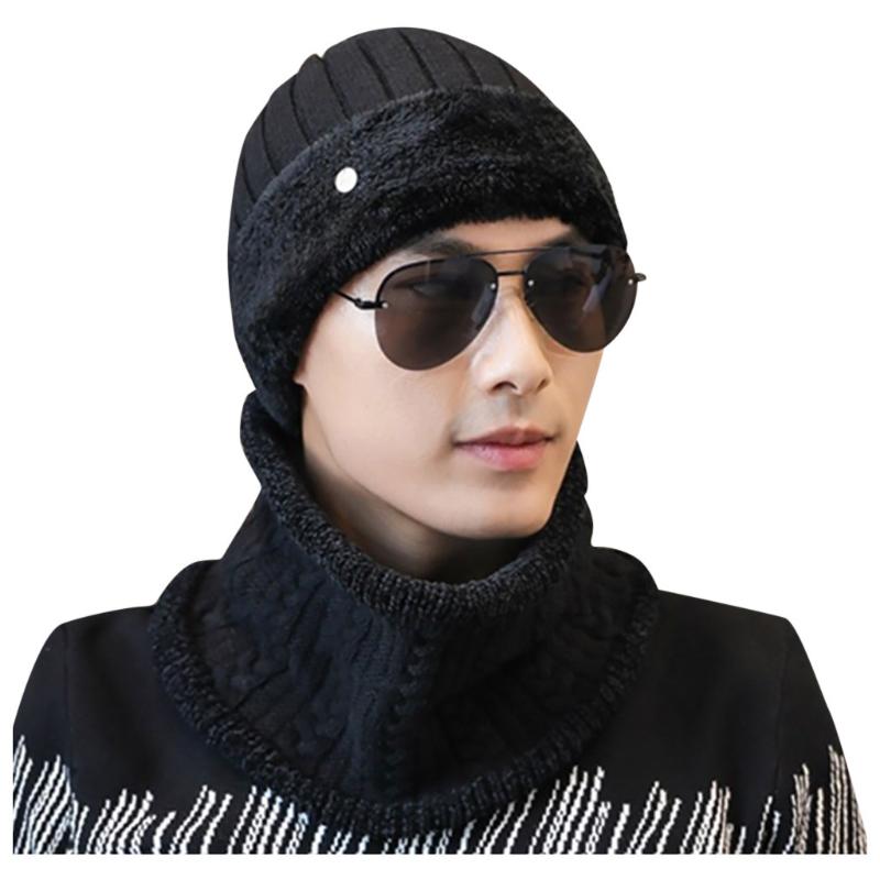 

2 pc Winter Windproof Hiking Caps Men Warm Thermal Knit Hat Fleece Balaclava Beanies Ski Bike Motorcycle Helmet Hat#4, Black