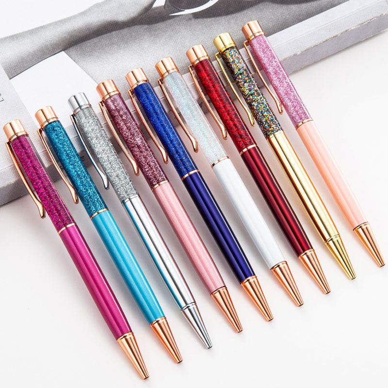 

Creative Sparkling Ballpoint Pen flow oil crystal Gold foil Metal colorful high-grade gold powder For Office School Business, About 15 color mixed