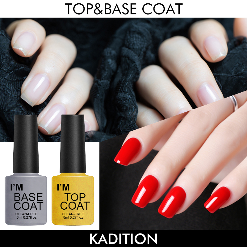 

KADITION Gel Lacquer Base Top Coat Gel Varnish Nail Art Soak Off LED UV Transparent Without Sticky Layer Clear Wipe Polish, Fs001
