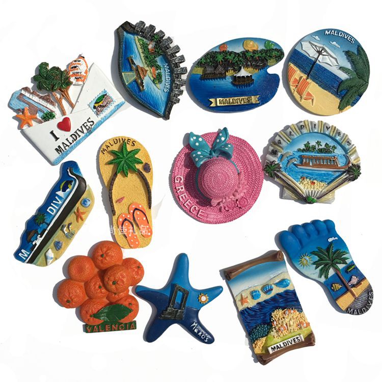 

Resin Fridge Magnet Maldives Syrah Style Ocean Landscape Magnetic Sticker 3D Three-dimensional Gift Jewelry Sticker