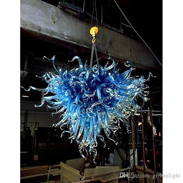 

Custom Made Blue Murano Lamp Chandelier Light for Hotel Decor 100% Hand Blown Glass Customized Shaped Modern Art LED Chandeliers
