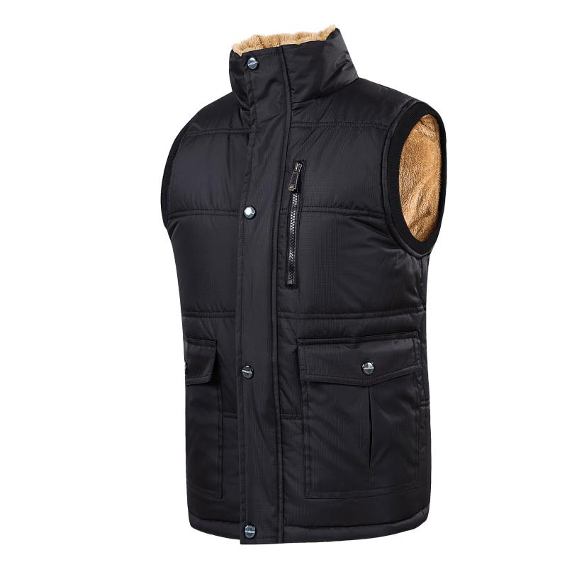 

plus size men's cotton vest middle-aged elderly autumn winter casual fashion solid color stand collar plus down feather vest, 01