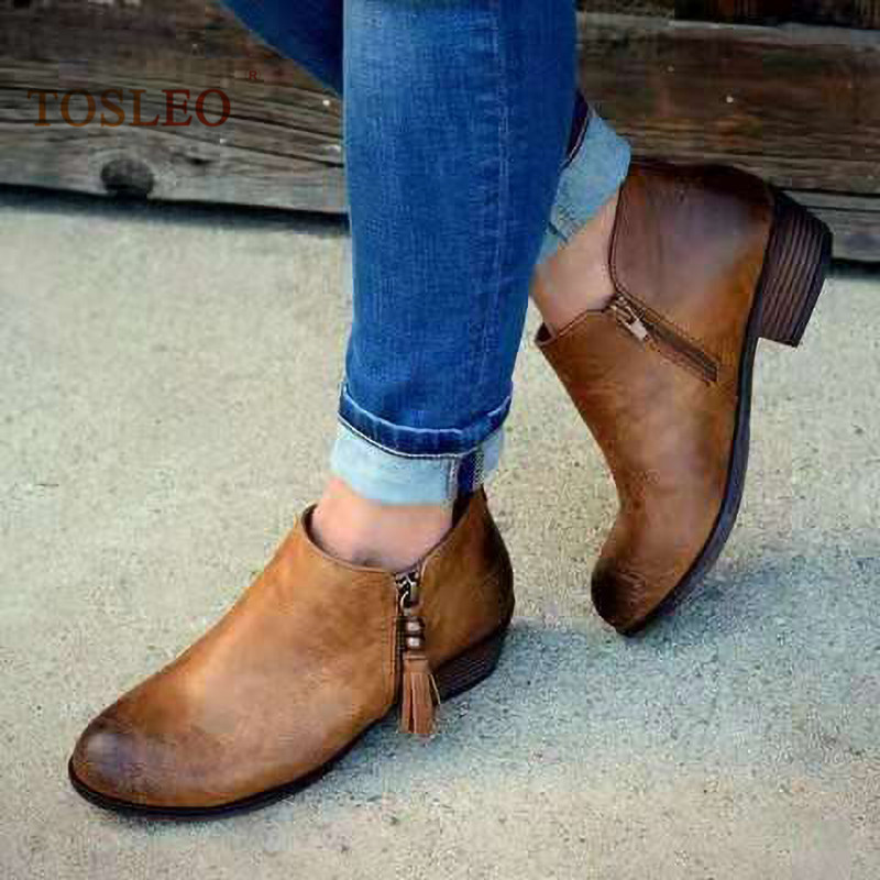 Femmes Marron à Lacets Bottines à Boucle Basse Talon Smart Casual Chaussures Tailles 3-8
