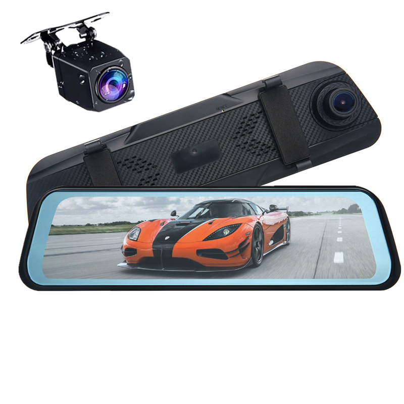 10&quot; IPS touch screen stream media mirror car DVR rearview dash camera front 170° rear 140° wide angle FHD 1080P night vision-image-524127486
