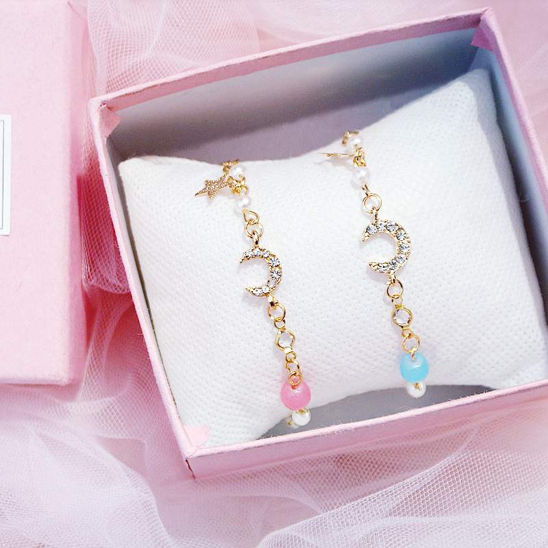 

Link, Chain Crystal Bracelet Moon And The Stars Bracelets Bangles For Women Charm Pearl