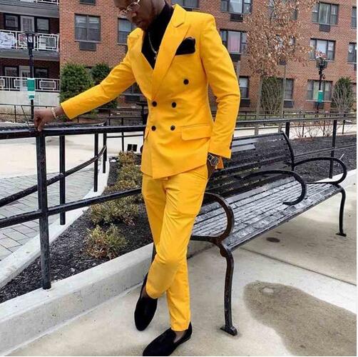 

Custom Made Groomsmen Yellow Groom Tuxedos Peak Lapel Men Suits 2 Pieces Wedding Best Man Bridegroom ( Jacket+Pants+Tie ) CY16, Khaki