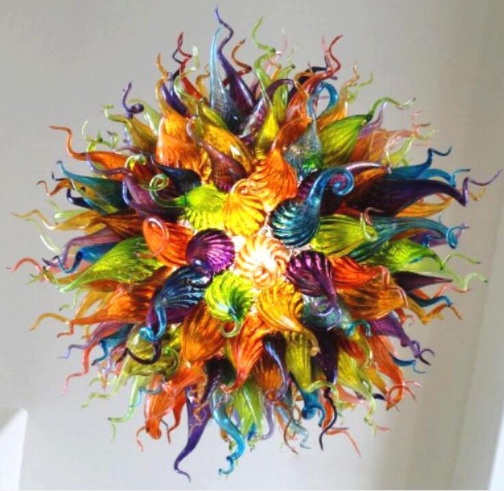 

Lamps Colorful Home Chandeliers Lamp Retro Hand Blown-Glass Led Pendant Lights Murano Glass Villa Decor Colored Chandelier