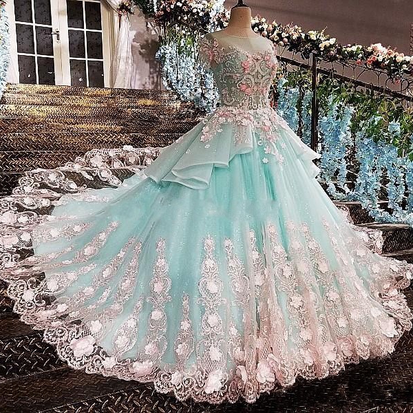 

2020 Quinceanera Ball Gown Sexy Evening Dress 3D Appliques Puffy Plus Size Prom Dresses vestidos de quinceañera, Silver