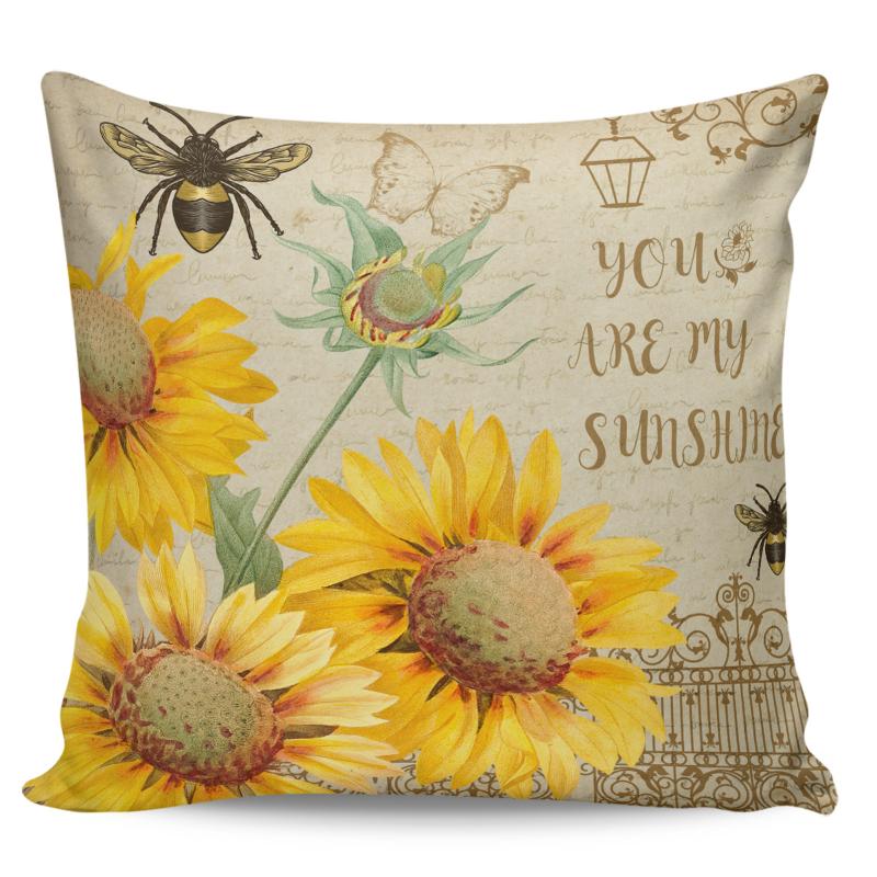 

Sunflowers Bees Retro Pillowcases Long Pillow Case Pillow Sack Pillowslip Bedding Multi-Size Cover, As pic