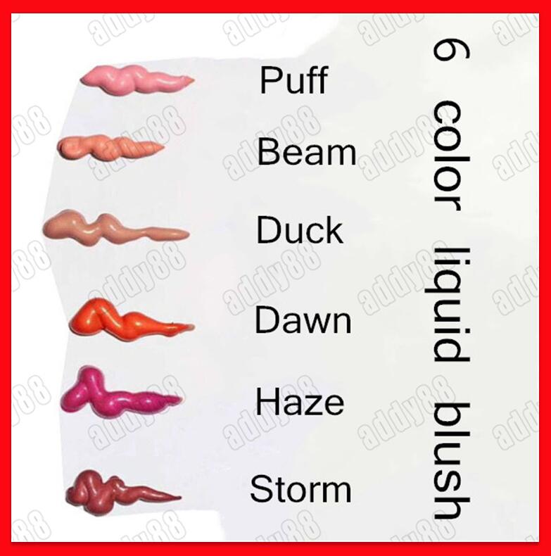 

High quality new face makeup Blush Cosmetics 6 colors Liquid Blush Cheek Color Haze Beam Duck Puff Storm Dawn face makeup, Mixed color