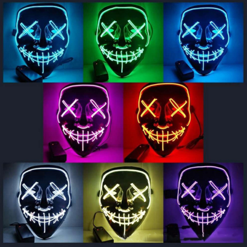 

Halloween LED Mask Halloween Party Masque Masquerade Masks DJ Party Light Up Masks Glow In Dark Neon Mask