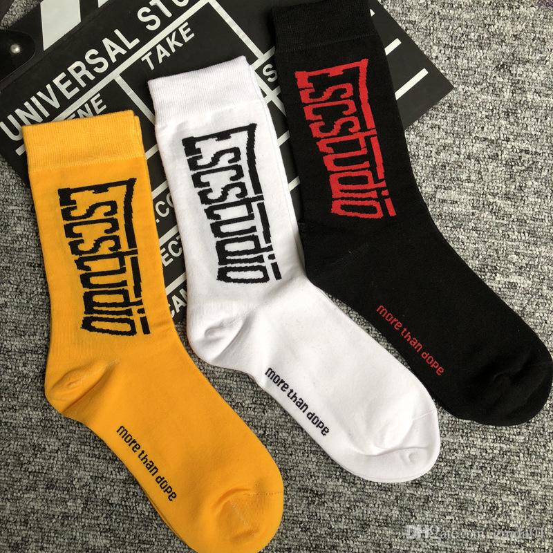 

Gosha Mens Casual Socks Letters Printed Athletic Socks Male Breathable Elastic Hip Hop High Street Socks, Yellow