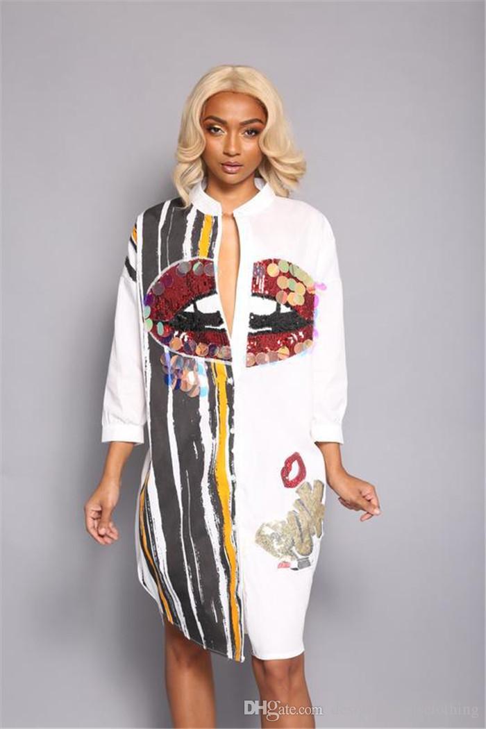 long sleeve sequin shirt dress