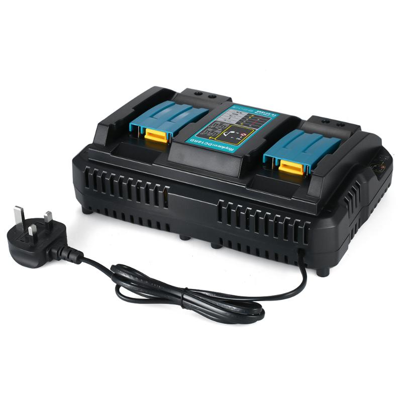 

New Power Tool Battery Chargers DC18RD Dual Ports Fast Charger Suitable for 4A 120W 7.2V to 18V Batteries Power Adapter