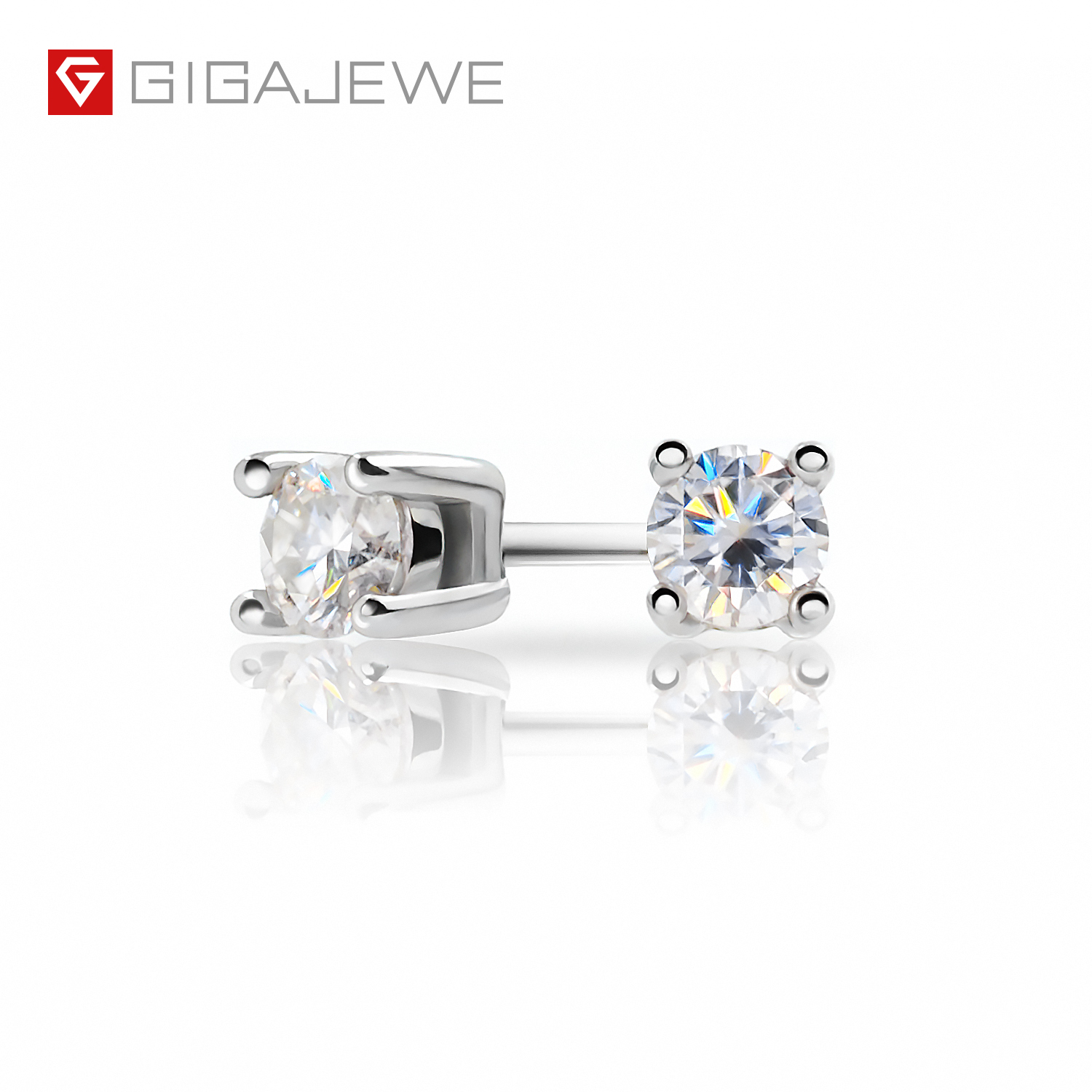 

GIGAJEWE EF Round Cut Total 0.2ct Diamond Stud earring Moissanite 18K Gold Plated 925 Silver Earrings Jewelry Woman Girl Gift GMSE-015