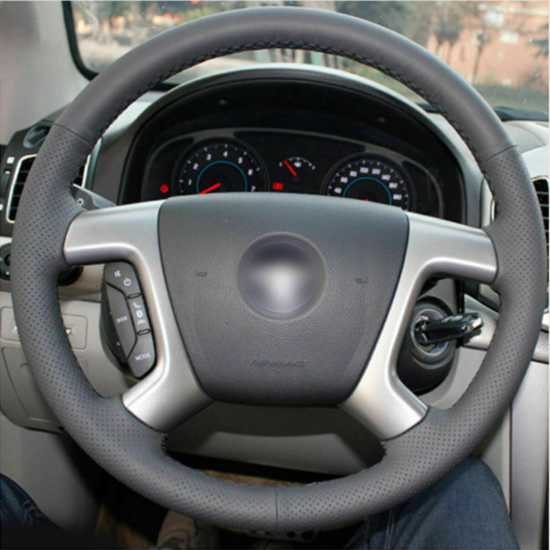 Top Leather Steering Wheel DIY Hand-stitch on Wrap Cover For Chevrolet Captiva 07-14 Silverado GMC Sierra 07-13 Daewoo Winstorm-image-535411101