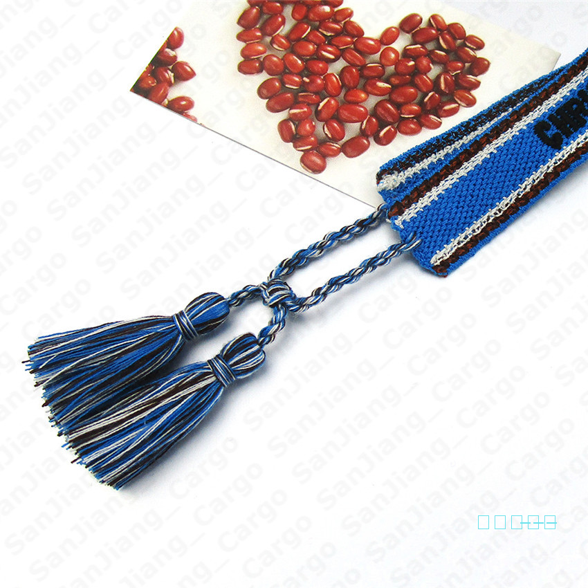 

Luxury Bracelets Bohemian Braided Tassel Bracelet Lace-up Bangle Brand Embroidered Letters Woven Bracelet Handmade Wristband E5404, 41 choice;remark colors