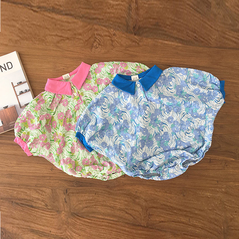 

Newborn Infant Baby Boy Girls Romper Jumpsuit Kid Clothes Outfits Cute Print Batwing Sleeve Infant Clothing RT148, Blue