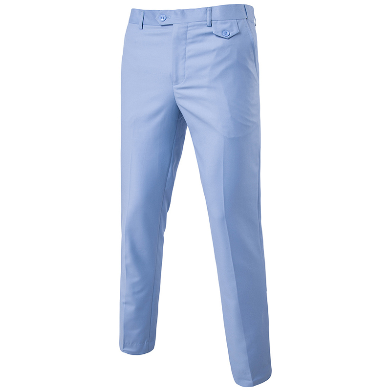 

Fashion 2020 High Quality Men Pants Solid Spring and Summer Long sky blue pant Business Casual Trousers Full Length, Black