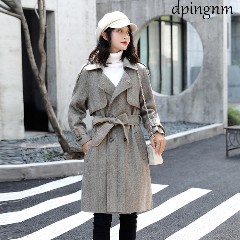 

Woman Elegant Winter Wool Long Coat Warm Solid Office Ladies Green Red Women Outwear Casual Blend Coat