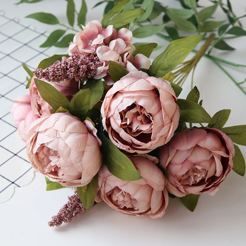 

Artificial Peony Flowers Autumn Home Decoration European Peony Silk Artificial Flower Weeding Decoration Flowers, Pink