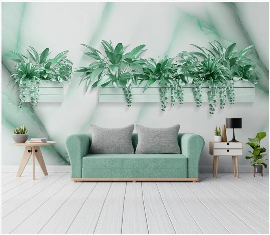 

WDBH custom photo mural 3d wallpaper Modern green plant flowers background living room home decor 3d wall murals wallpaper for walls 3 d, Non-woven wallpaper