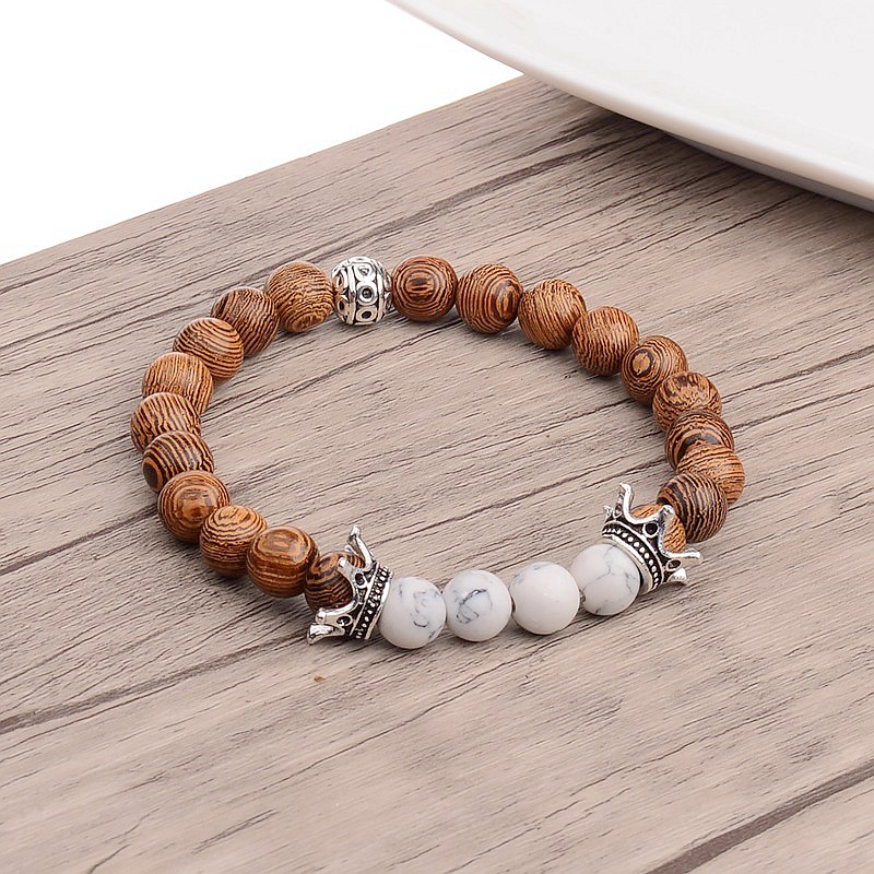 

Men Bracelet Crown Wood Beads Bracelets Tibetan Buddhist Male Bracelet Female Charm Women Yoga Jewelry