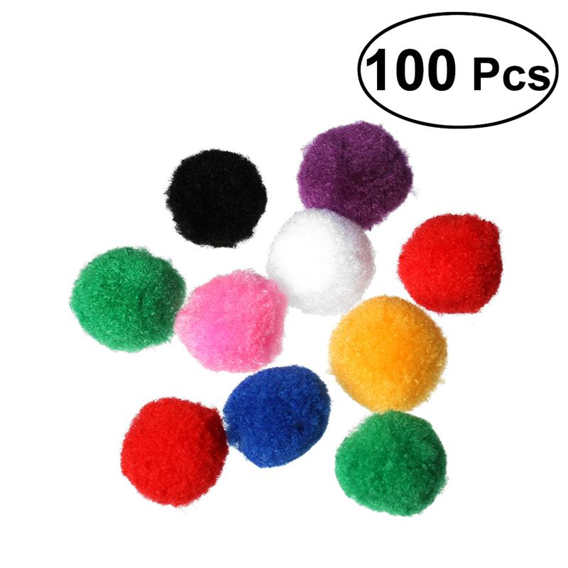 

100Pcs 4cm Assorted Pom Pom Colorful Crafts Poms Ball Kitten Toys Fluffy Pon Pon Balls for Children DIY Creative Decoration