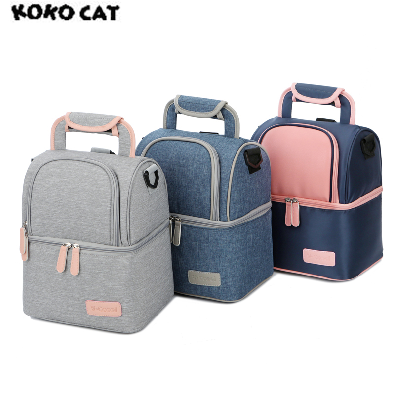 

Designer-Fashion Women Thermal Dinner Box Lunch Bags Cooler Picnic Pouch for Kids Milk Case Double Layer Portable Boxs Bolsa Termica, Yellow3389