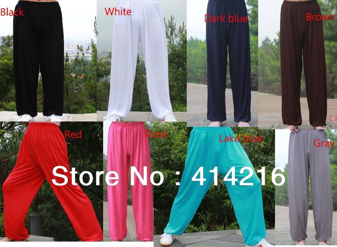 

8colors unisex Tai Chi martial arts Shaolin wing chun Pure cotton breathable pants running exercise Bloomers sweatpants, Brown