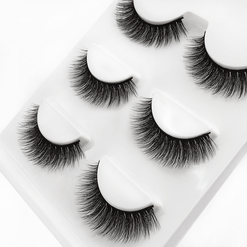 

SHIDISHANGPIN 3d Mink Eyelashes Hand Made Makeup False Eyelash Natural Long Eyelash Extension 1 Box 3 Pairs Eyelashes 3D-X19