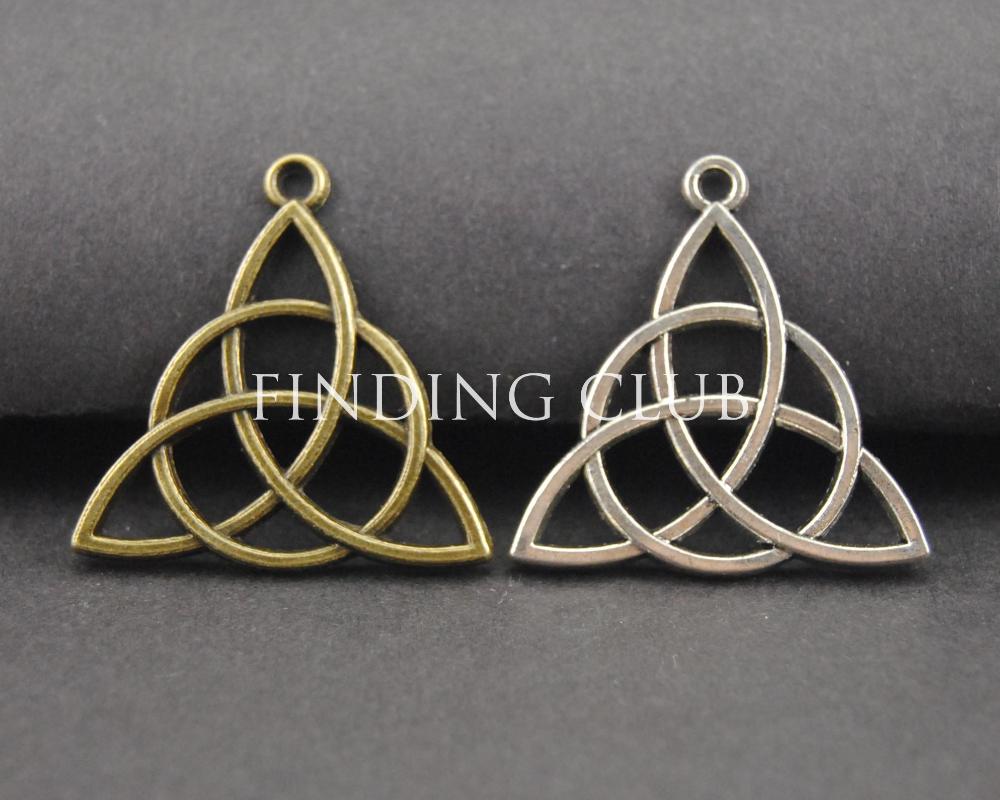 

200pcs 2 Colors Knot Triquetra Charms Pendant Metal Bracelet Necklace Jewelry Findings A107/A313, Bronze;silver