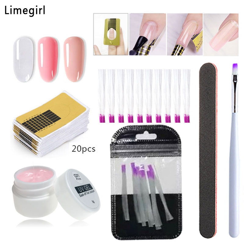 

Limegirl UV Builder Gel Lasting Finger Nail Crystal Jelly Camouflage UV Lamp Extension For Nails Art Gel French 5ml 5pcs/Set, Nail brush