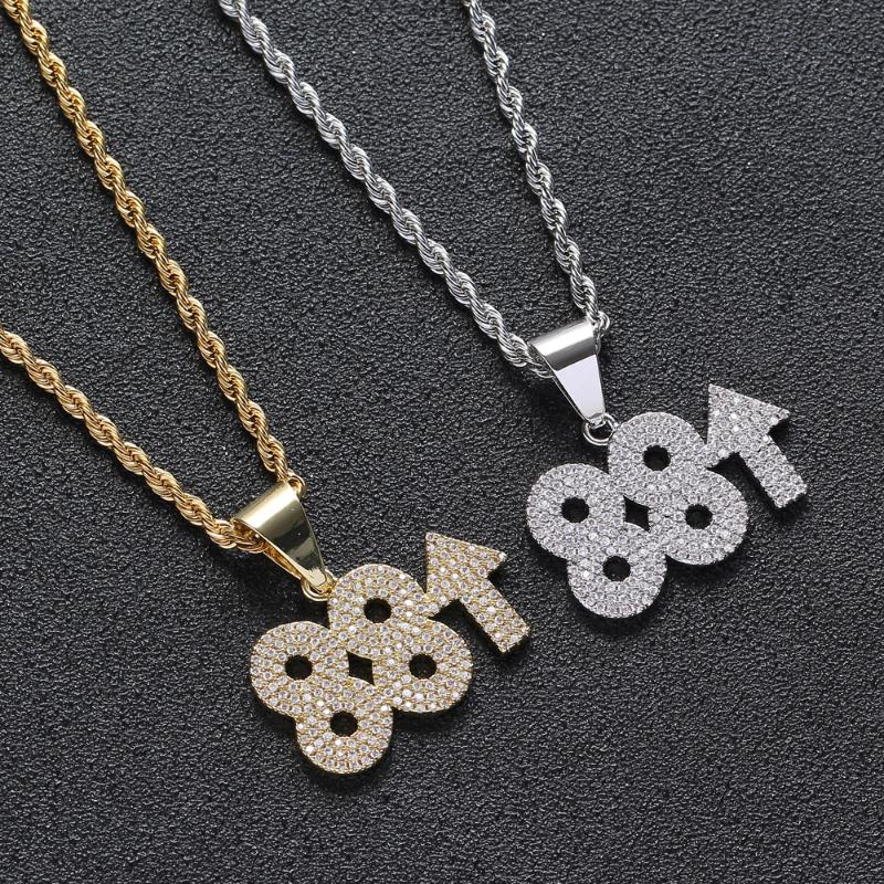 

Pendant Necklaces Cross-border Jewelry Copper Necklace Male And Female Digital Hip-hop 88up