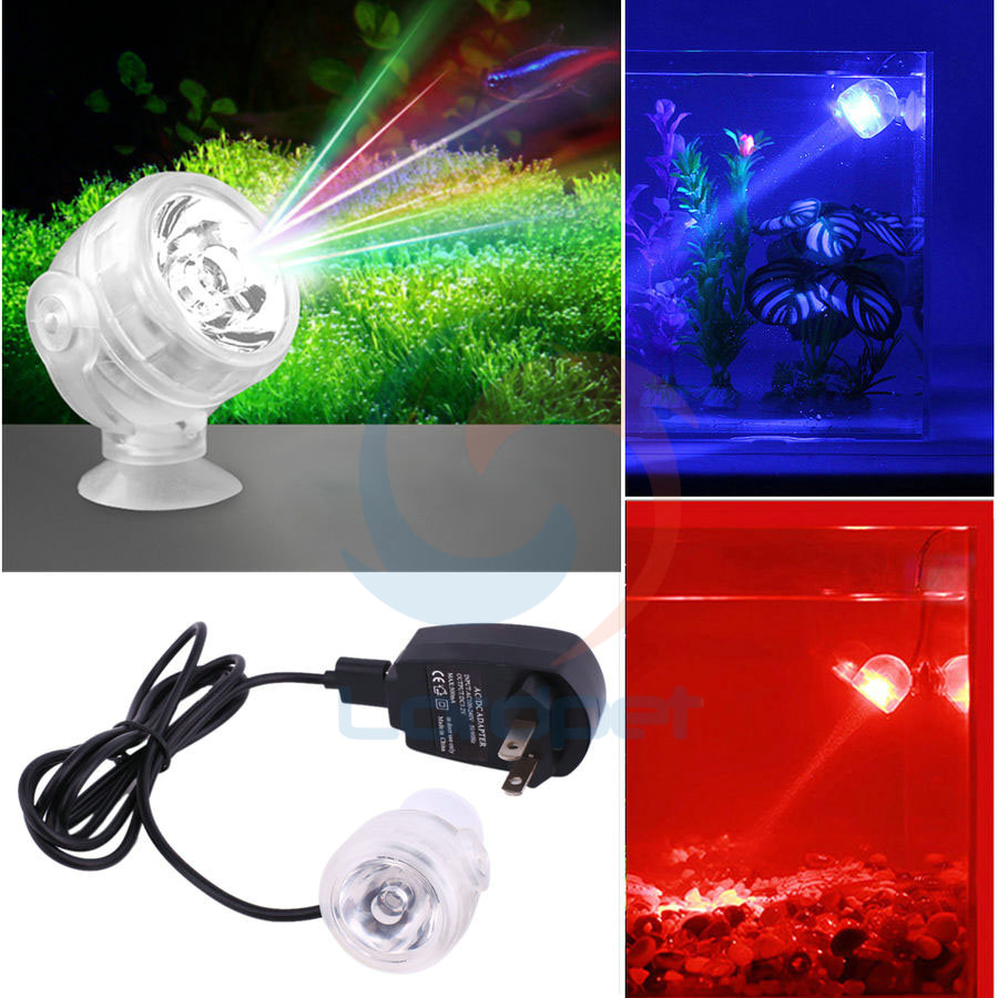 

Aquarium Amphibious Submersible Mini LED Spotlight Adjustable Direction 6 Color Lamp Light With Suction Clip
