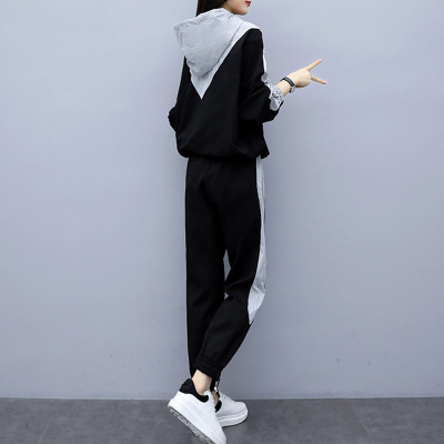 

Women' Two Piece Sweater Set Pant Suit Autumn Ankle-length Sports Suits Female 2019 Fashion Batwing Sleeve 2 Piece Sets, Black