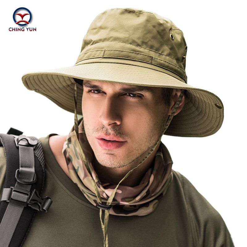 

CHINGYUN 2020 Men's and women's fisherman hat Fold sun hat outdoor fishing mountaineering and sun shading protection, Black