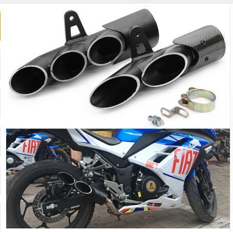 

Motorcycle Exhaust Muffler Carbon Fiber Double Down Slip-On Exhaust Escape Moto For R6 Z900 zx6r cbr500r gsxr1000r