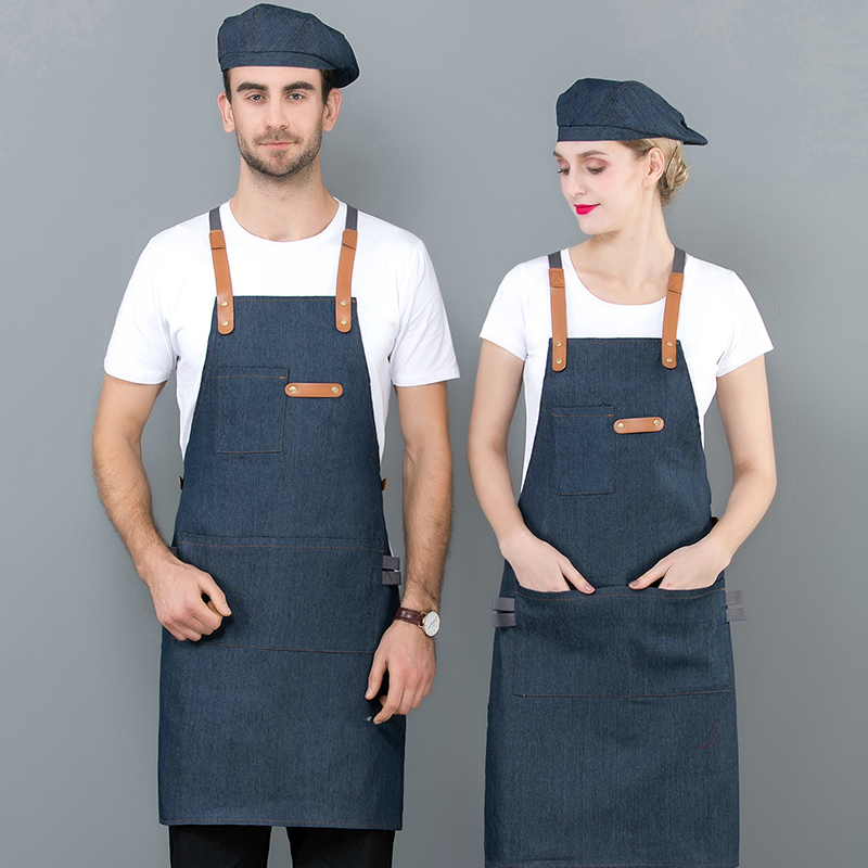 

Long Apron Denim Restaurant Hotel Waist Chef Apron Bar Pub Kitchen Waiter Waitress Cook Universal Cooking Hat Caps 56-58cm