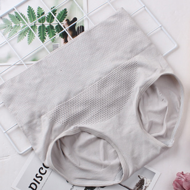 

Women High Waist Underwear Sexy Breathable Comfortable Hip Abdomen Tummy Control High Waist Solid Color Briefs Underwear, Gray