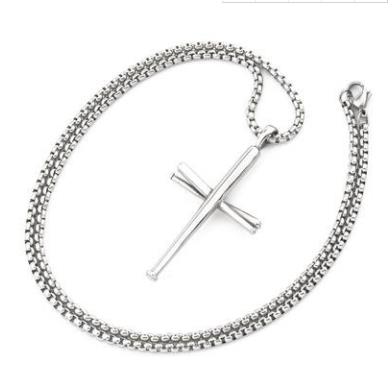 

Baseball Bat Cross Pendant Necklace Gold Silver Black Color Stainless Steel Baseball Cross Pendant Necklace For Women Men Hiphop Link